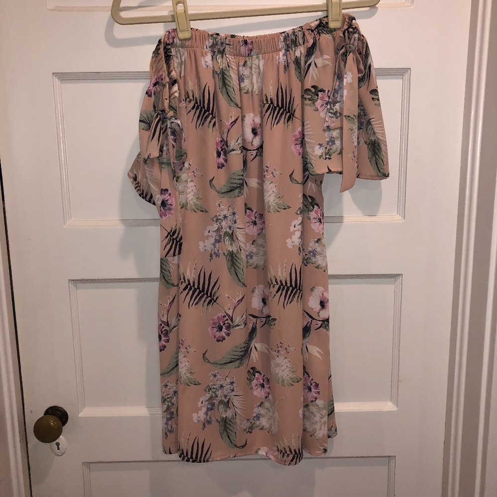 Floral Off The Shoulder Swing Dress L